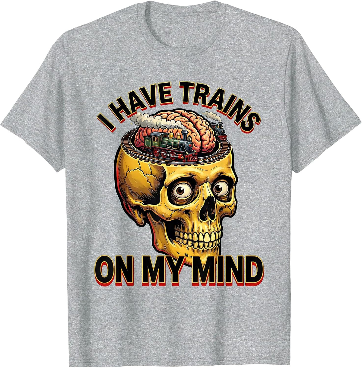 Men's I Have Trains On My Mind Funny Train Enthusiast Model T-Shirt - Heather Grey