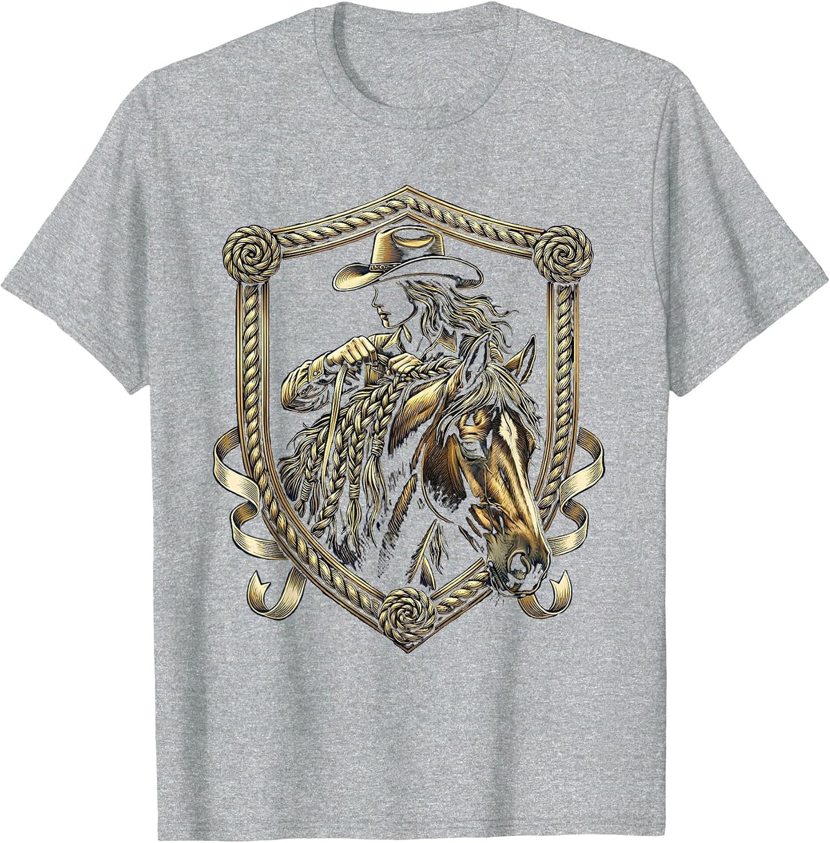 Men's Rodeo Horse Mane Braiding With Ribbons Graphic T-Shirt - Heather Grey