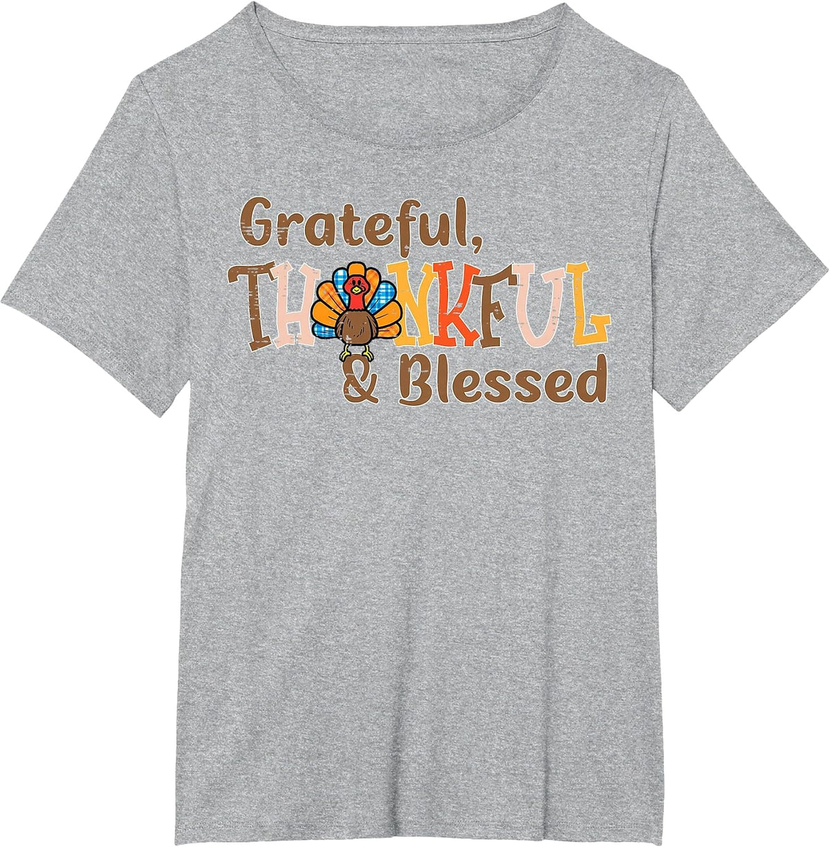 Turkey Grateful Thankful Blessed Thanksgiving Men Women T-Shirt - Heather Grey
