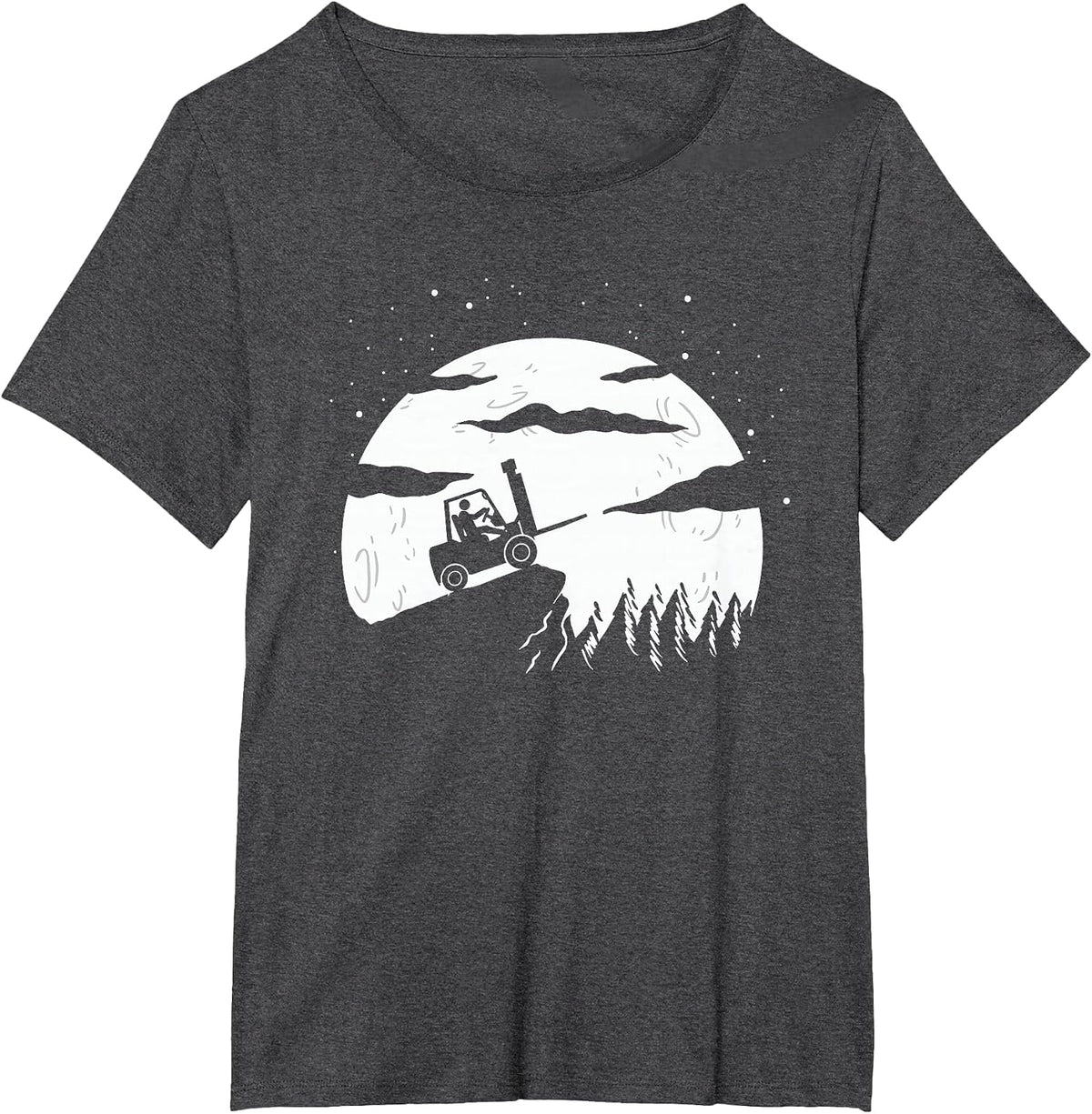 Forklift Driver | Moon Background | Funny Fork-Lift Truck T-Shirt - Dark Heather Grey