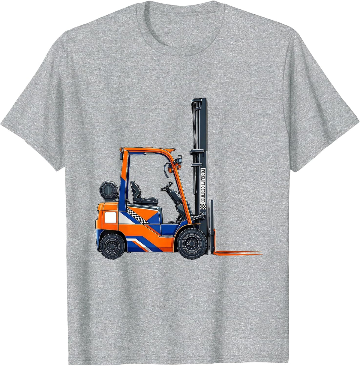 Men's Forklift Certified Funny Construction Worker Heavy Equipment T-Shirt - Heather Grey