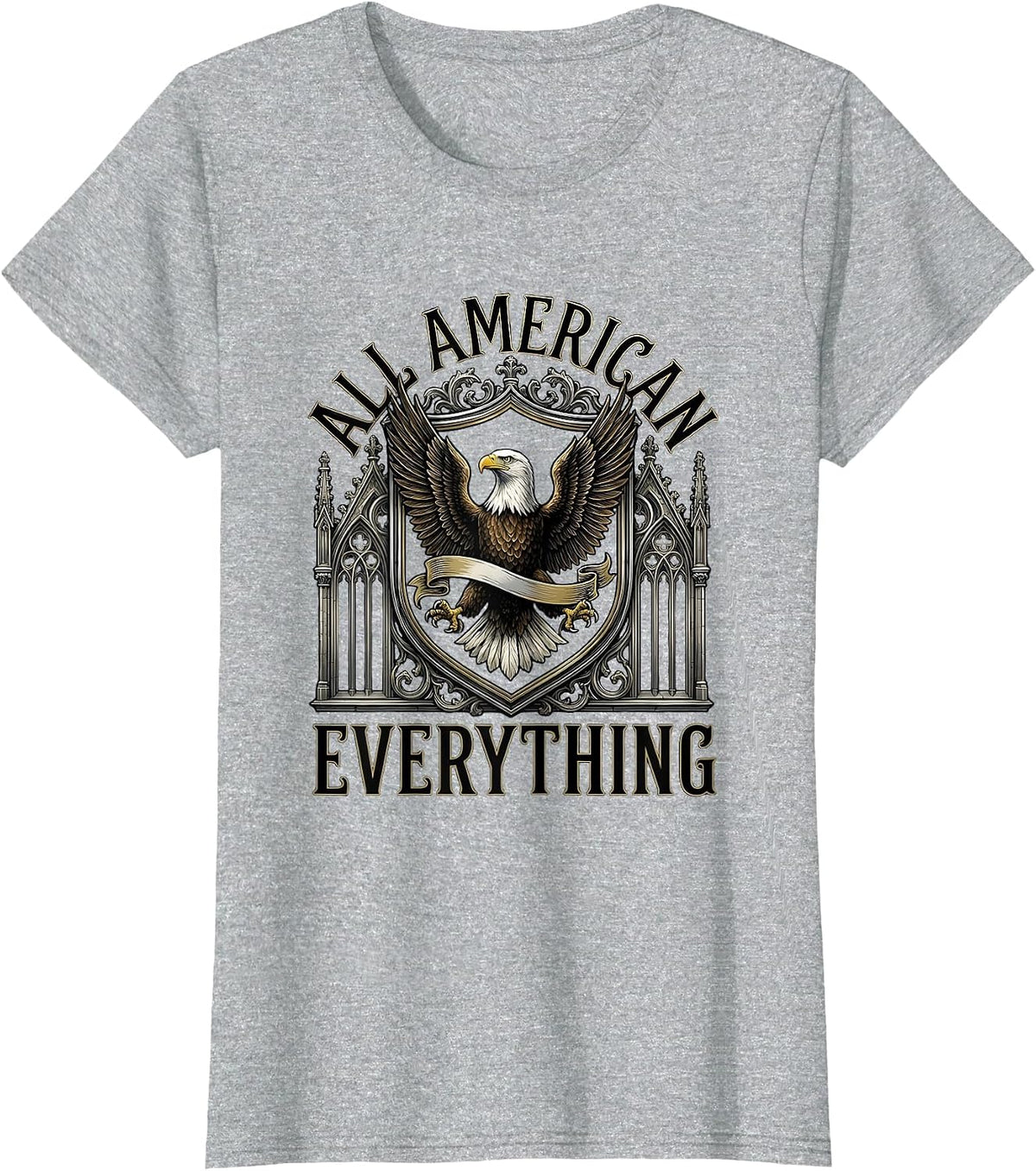 All American Everything Patriotic USA Design T-Shirt - Heather Grey