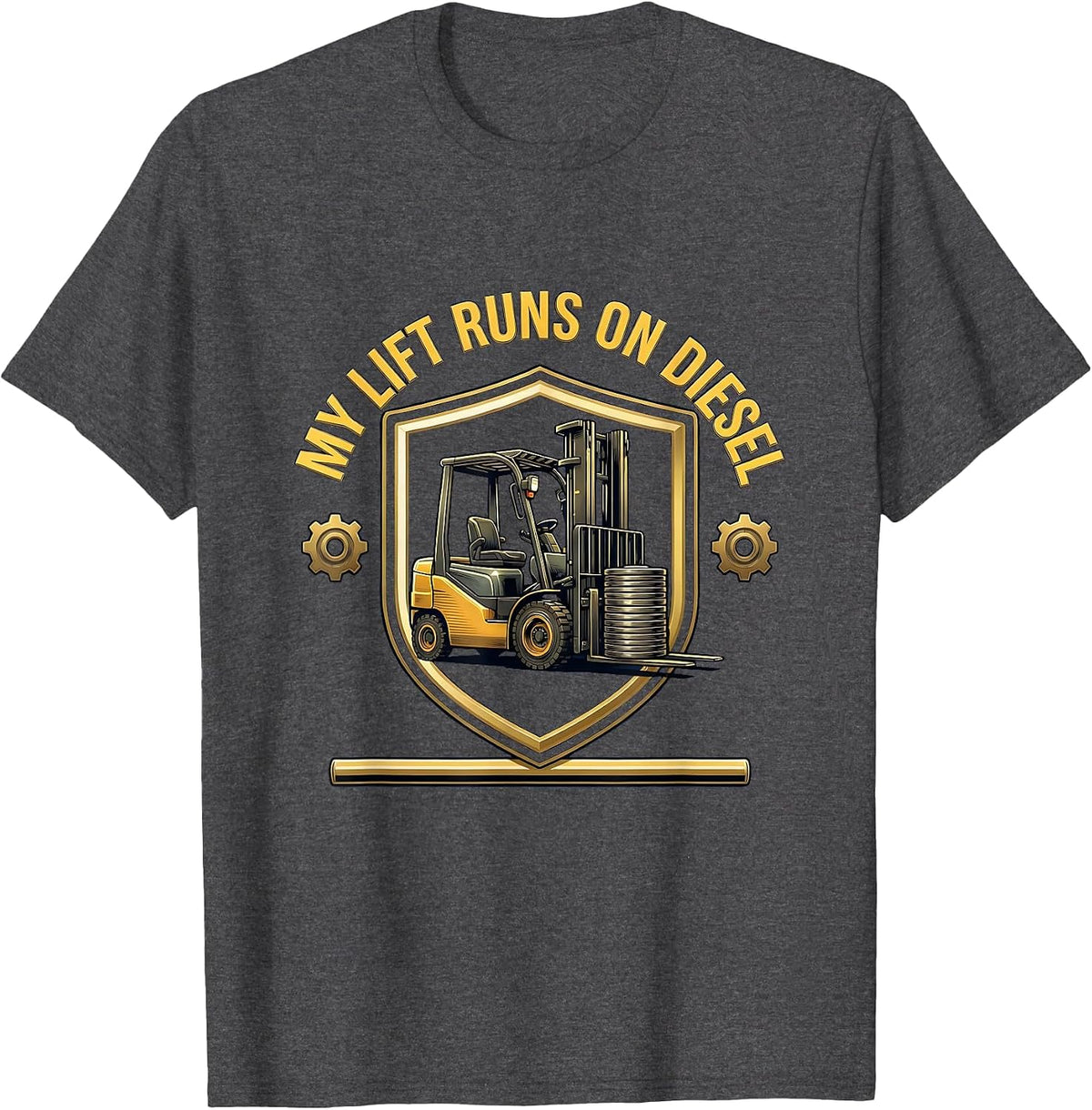 Men's My Lift Runs On Diesel Funny Forklift Certified Operator T-Shirt - Dark Heather Grey