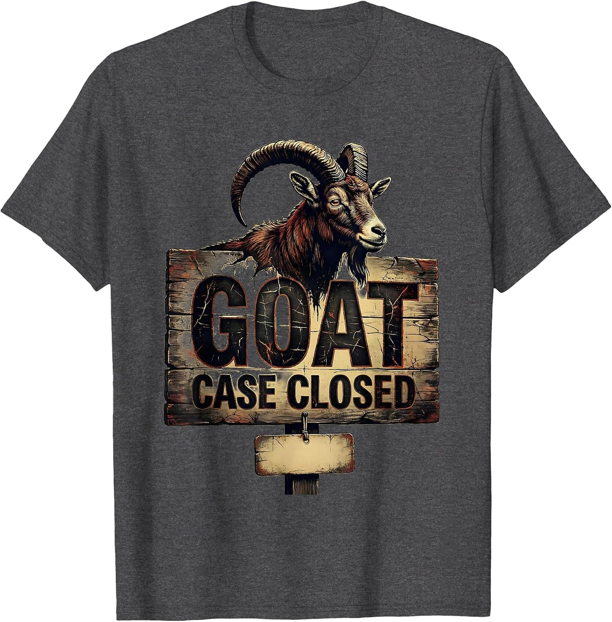 GOAT Case Closed Distressed Funny Goat Lover Farm Animal T-Shirt - Dark Heather Grey