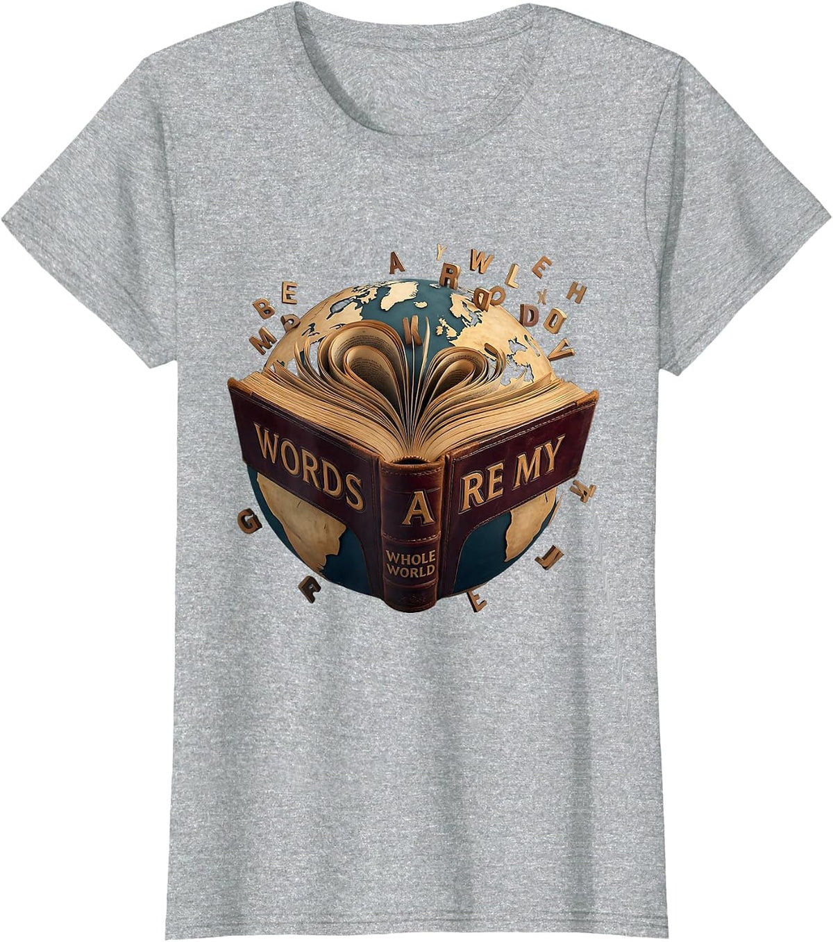 Words Are My Whole World Reading Teacher Design T-Shirt - Heather Grey