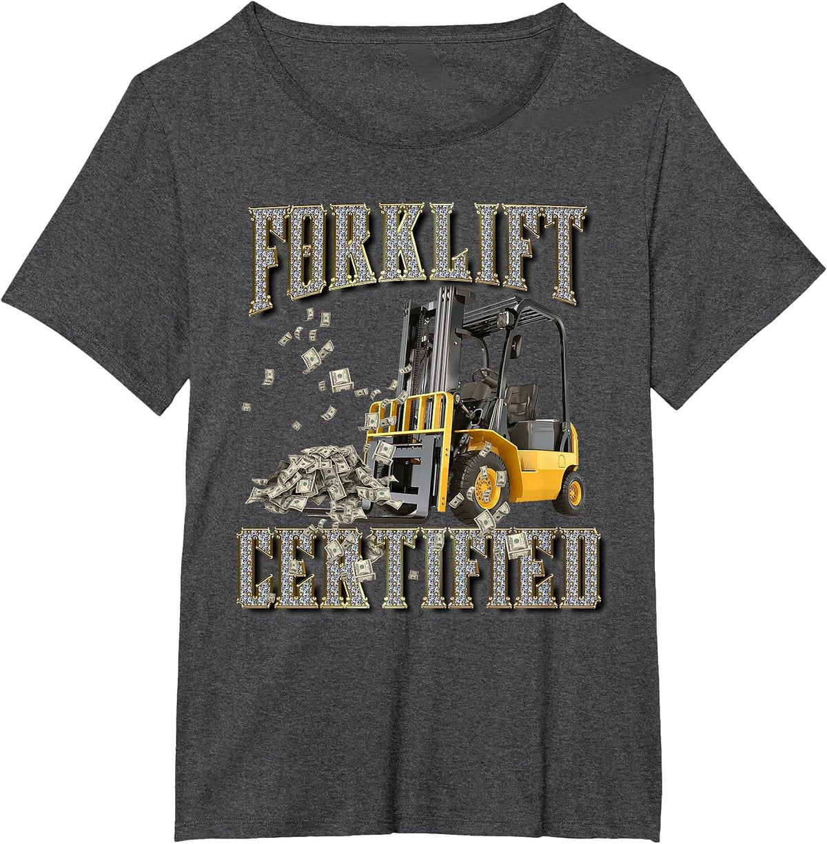 Retro Style Funny Forklift Operator Forklift Certified T-Shirt - Dark Heather Grey