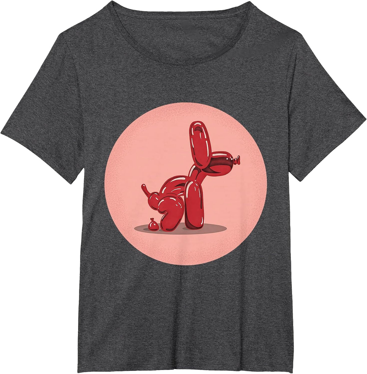 Funny Balloon Dog Pooping Vintage Style T-Shirt - Dark Heather Grey