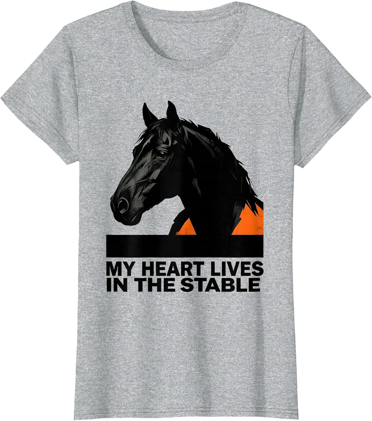 Women's My Heart Lives In The Stable Horse Lover Design T-Shirt - Heather Grey