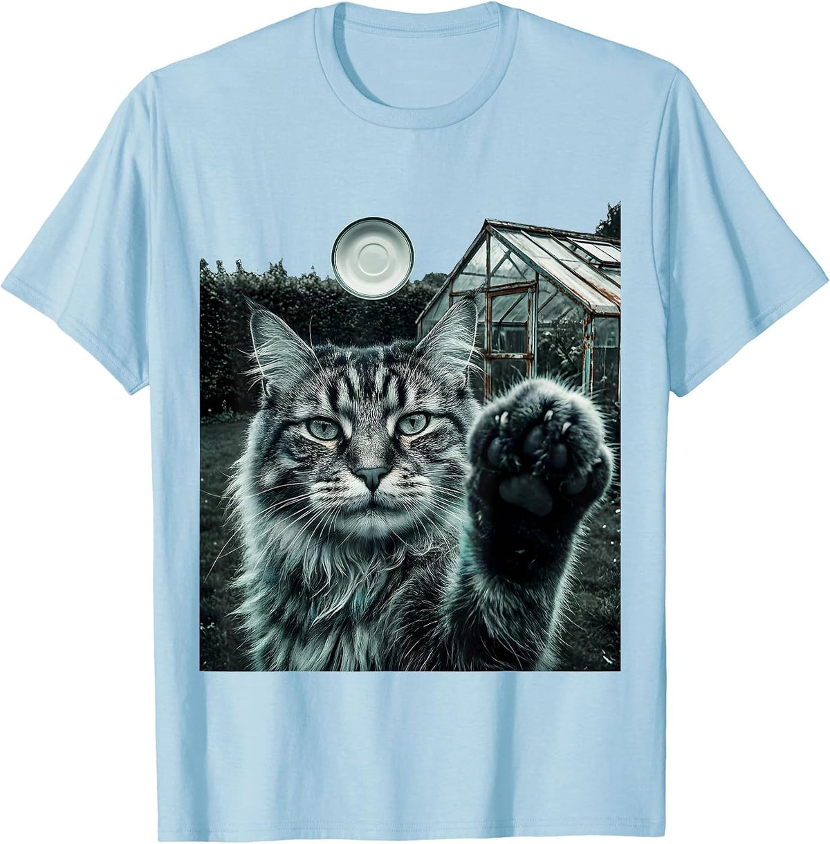 Men's Norwegian Forest Cat UFO Meme Funny Cat Owner Gift T-Shirt - Baby Blue