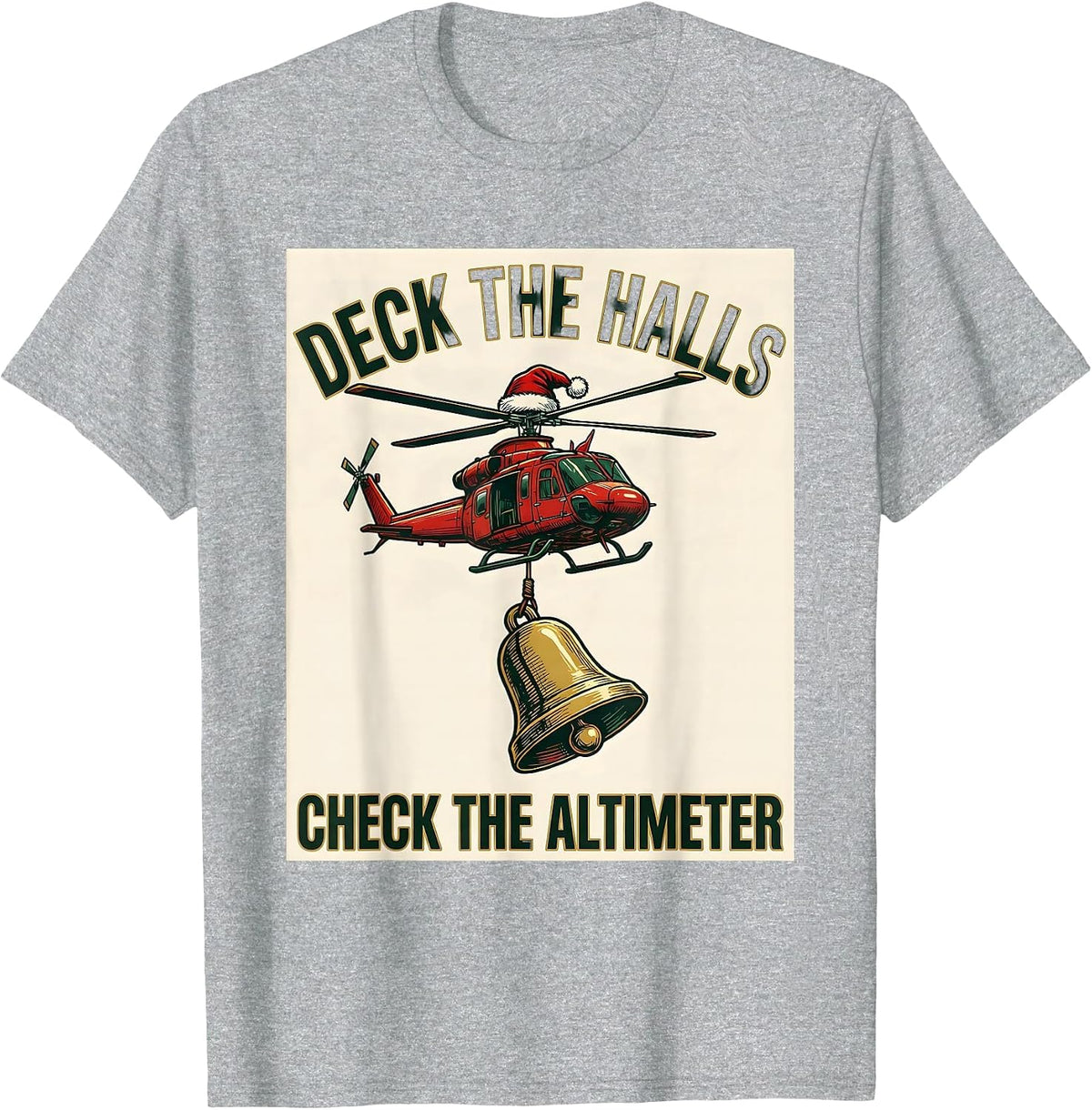 Men's Deck The Halls Check The Altimeter Funny Pilot Aviator T-Shirt - Heather Grey