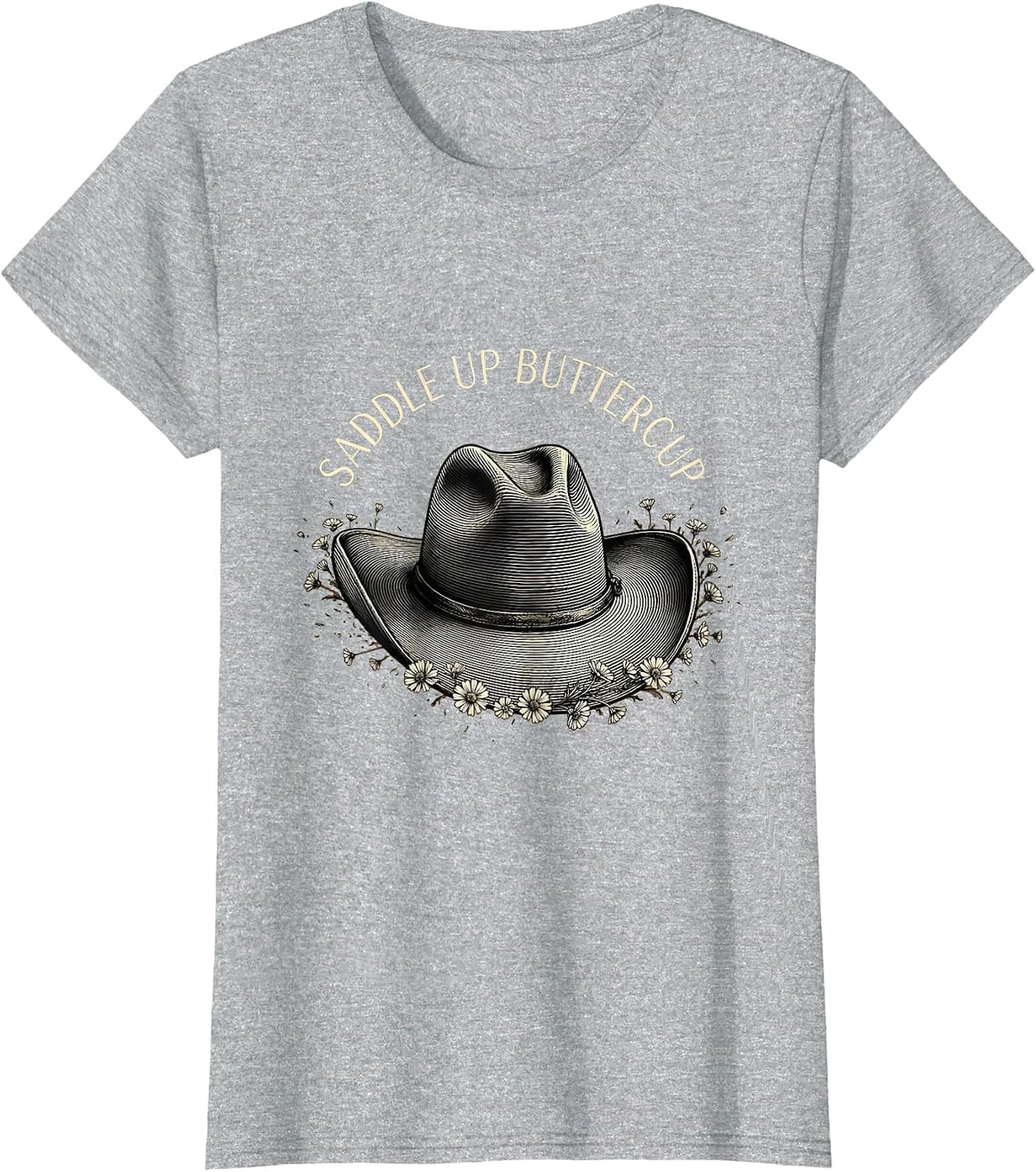 Saddle Up Buttercup Cowboy Western Design T-Shirt - Heather Grey