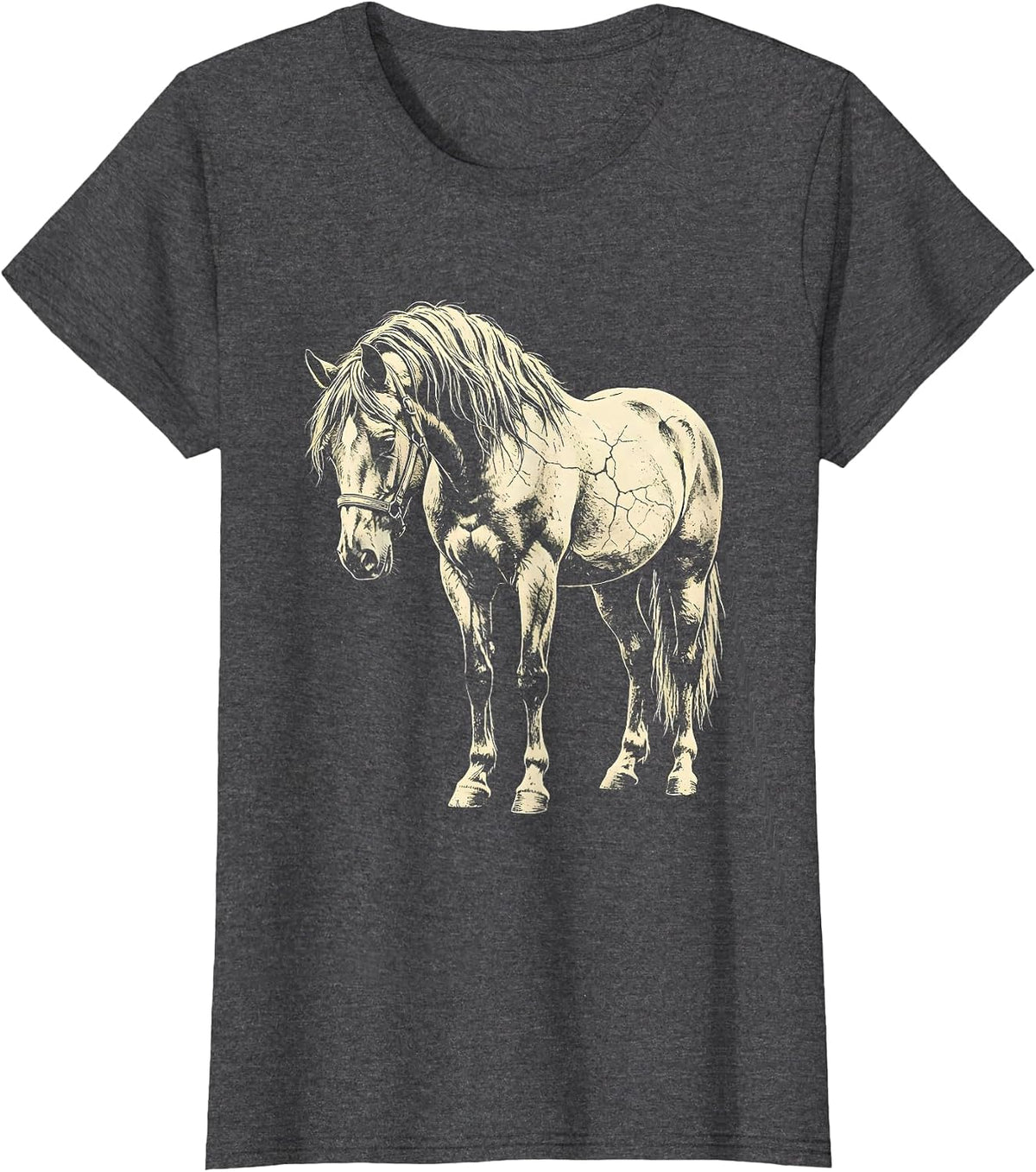 Women's Horse Silhouette Boho Western Cowgirl Equestrian T-Shirt - Dark Heather Grey