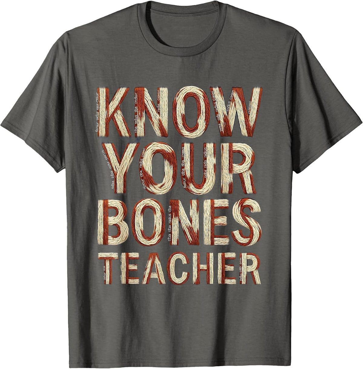 Men's Know Your Bones Halloween Teacher Skeleton Design T-Shirt - Asphalt Grey