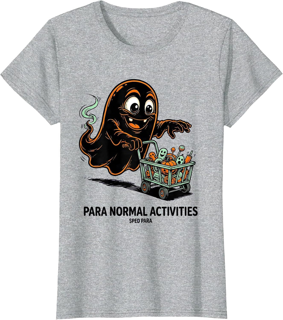 Women's Para Normal Activities SPED Para Ghost Halloween Teacher T-Shirt - Heather Grey