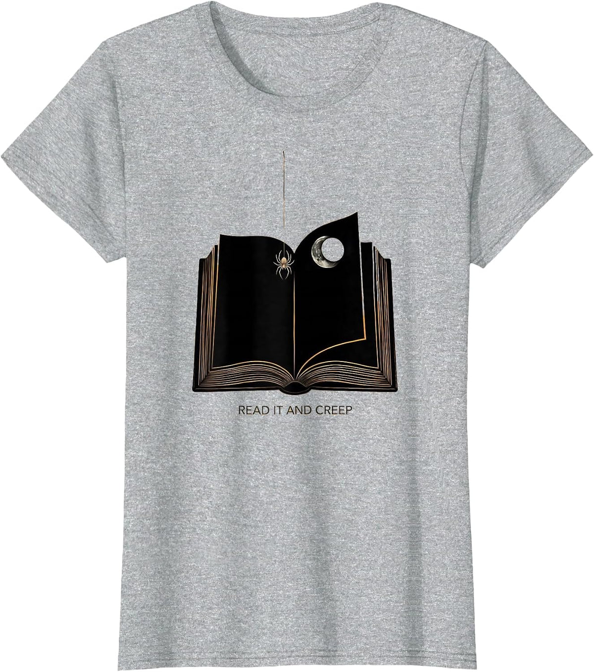 Read It And Creep Minimalist Halloween Bookworm Reading T-Shirt - Heather Grey