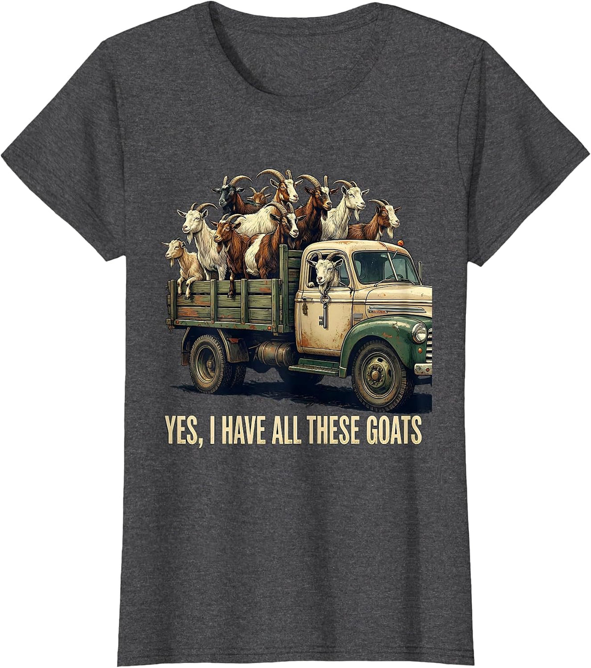 Women's Yes I Have All These Goats Vintage Funny Goat Lover Farmer T-Shirt - Dark Heather Grey