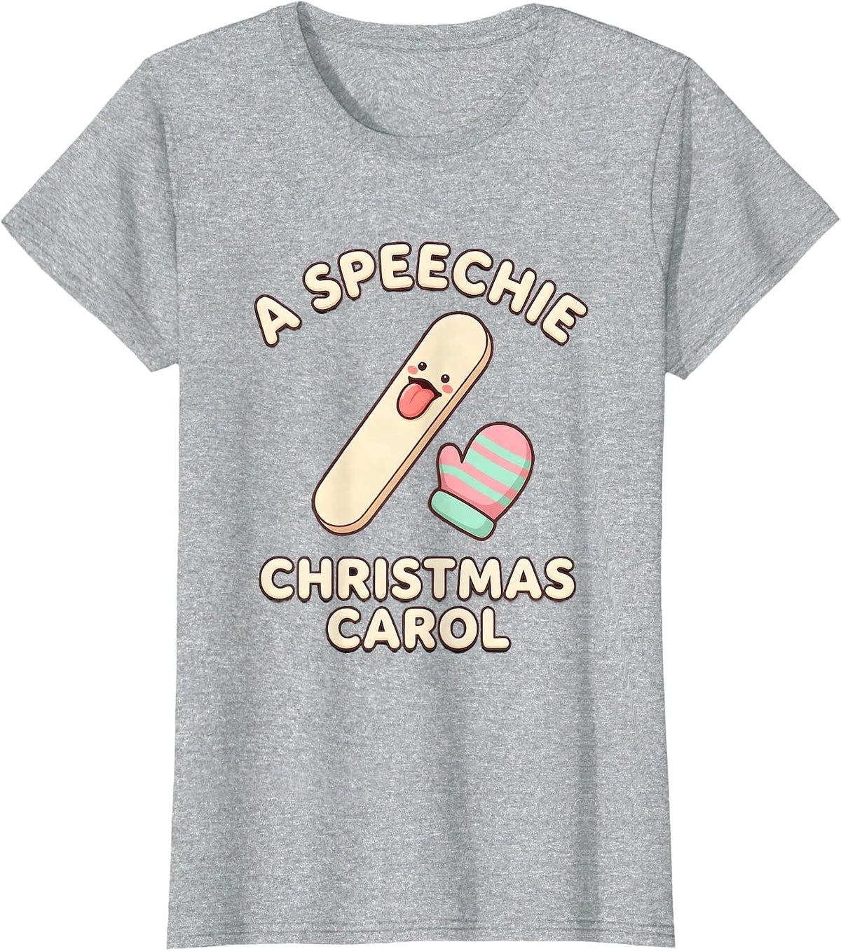 Women's A Speechie Christmas Carol Cute Kawaii Speech Therapist SLP T-Shirt - Heather Grey