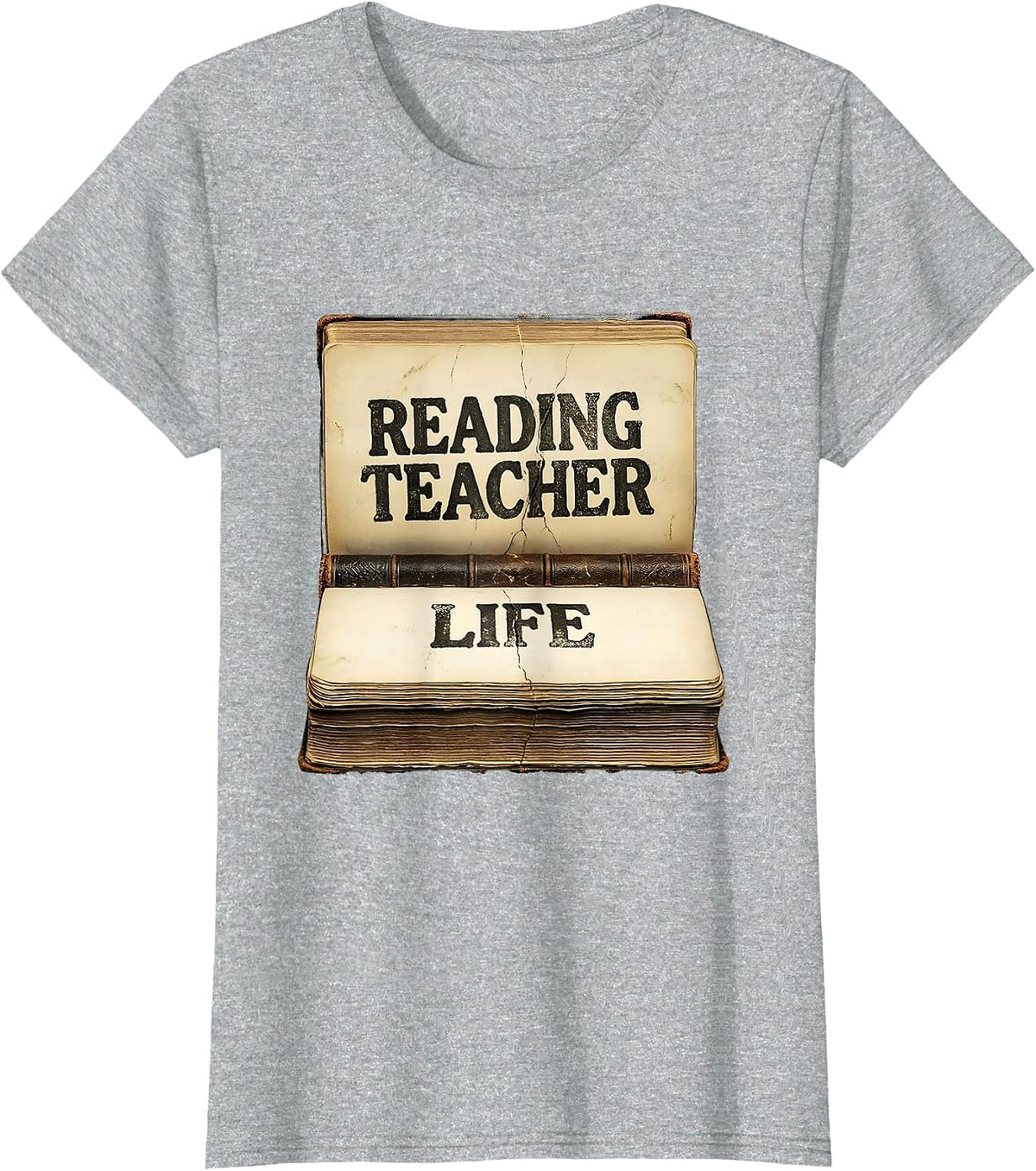 Reading Teacher Life Graphic Design T-Shirt - Heather Grey
