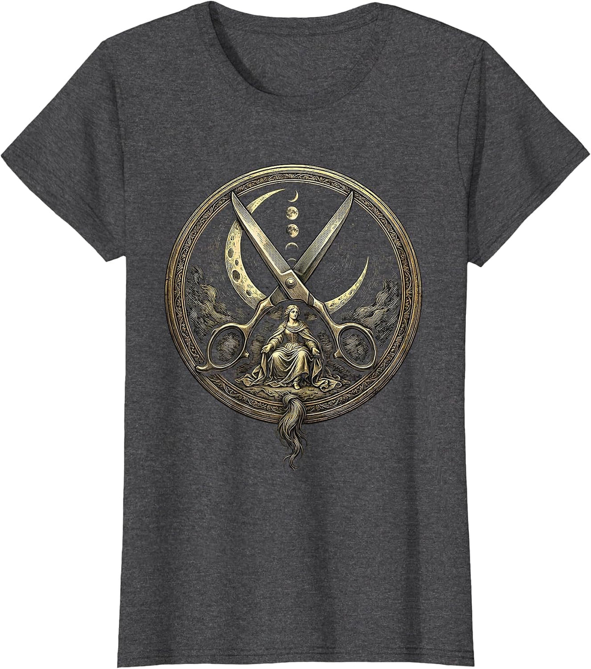 Women's Sealed Medallion Mystic Barber Humor Gift T-Shirt - Dark Heather Grey