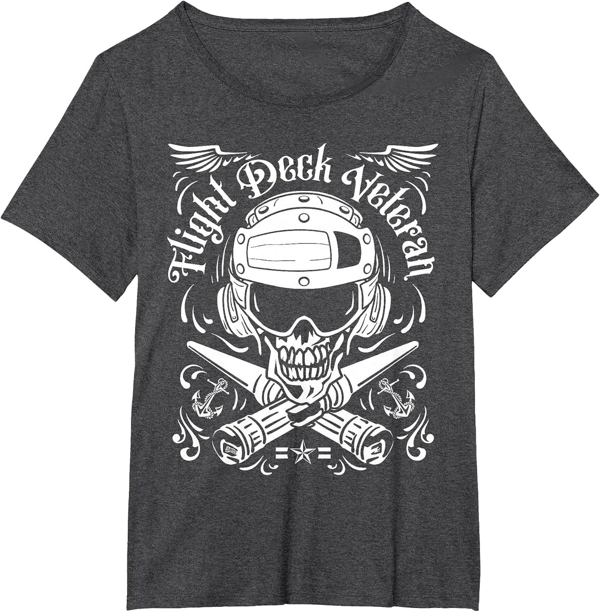 Veteran Skull Naval Flying Deck T-Shirt - Dark Heather Grey