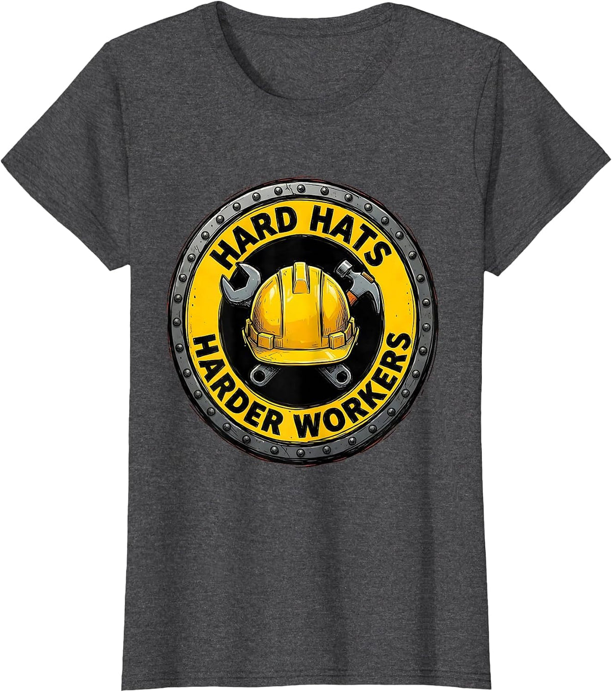 Women's Hard Hats Harder Workers Blue Collar Pride T-Shirt - Dark Heather Grey
