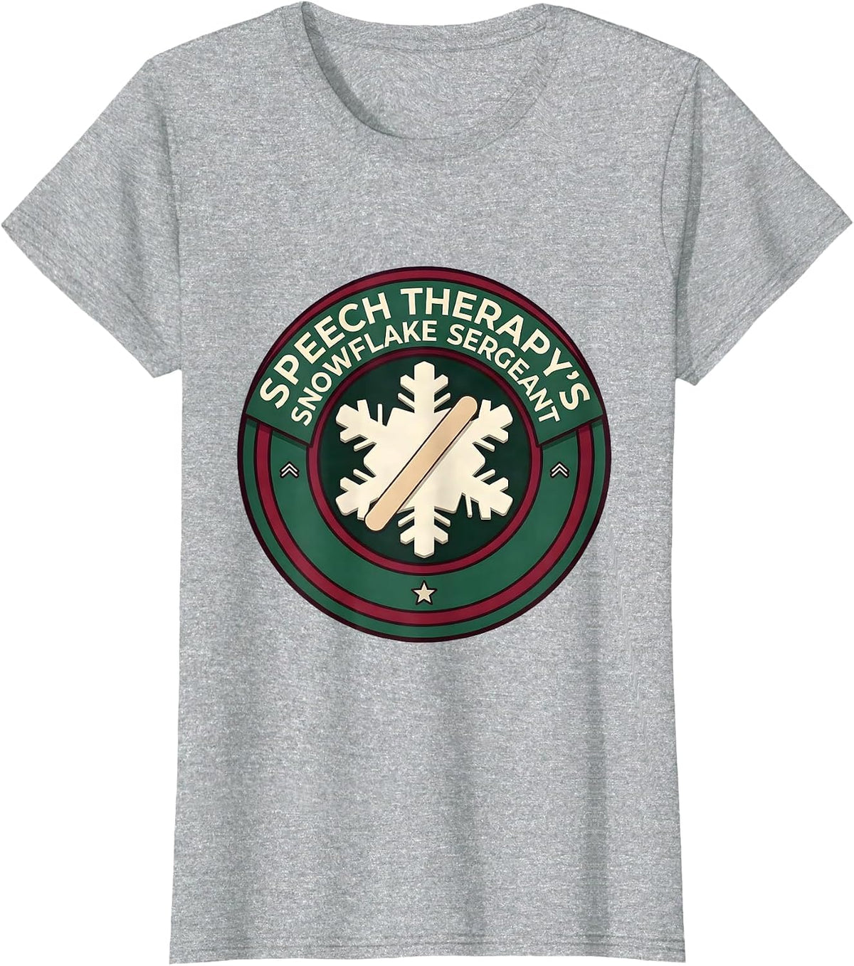 Speech Therapy's Snowflake Sergeant Funny SLP Christmas T-Shirt - Heather Grey
