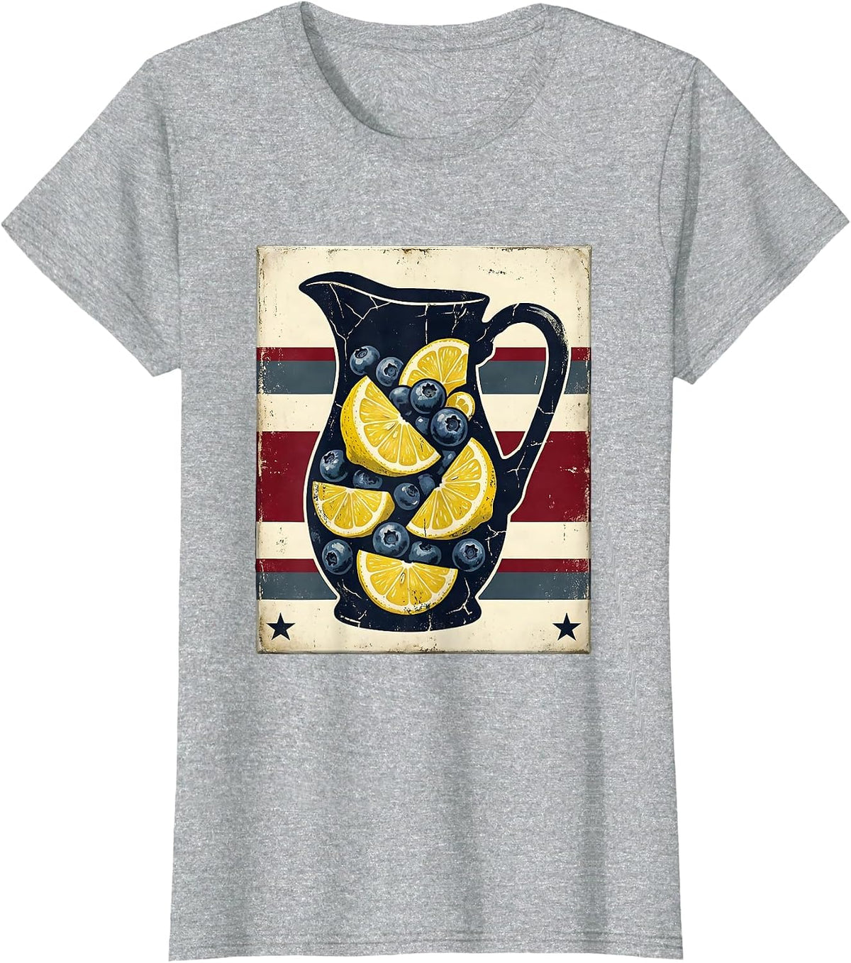 Women's Red White and Blueberry Lemonade Pitcher Graphic T-Shirt - Heather Grey