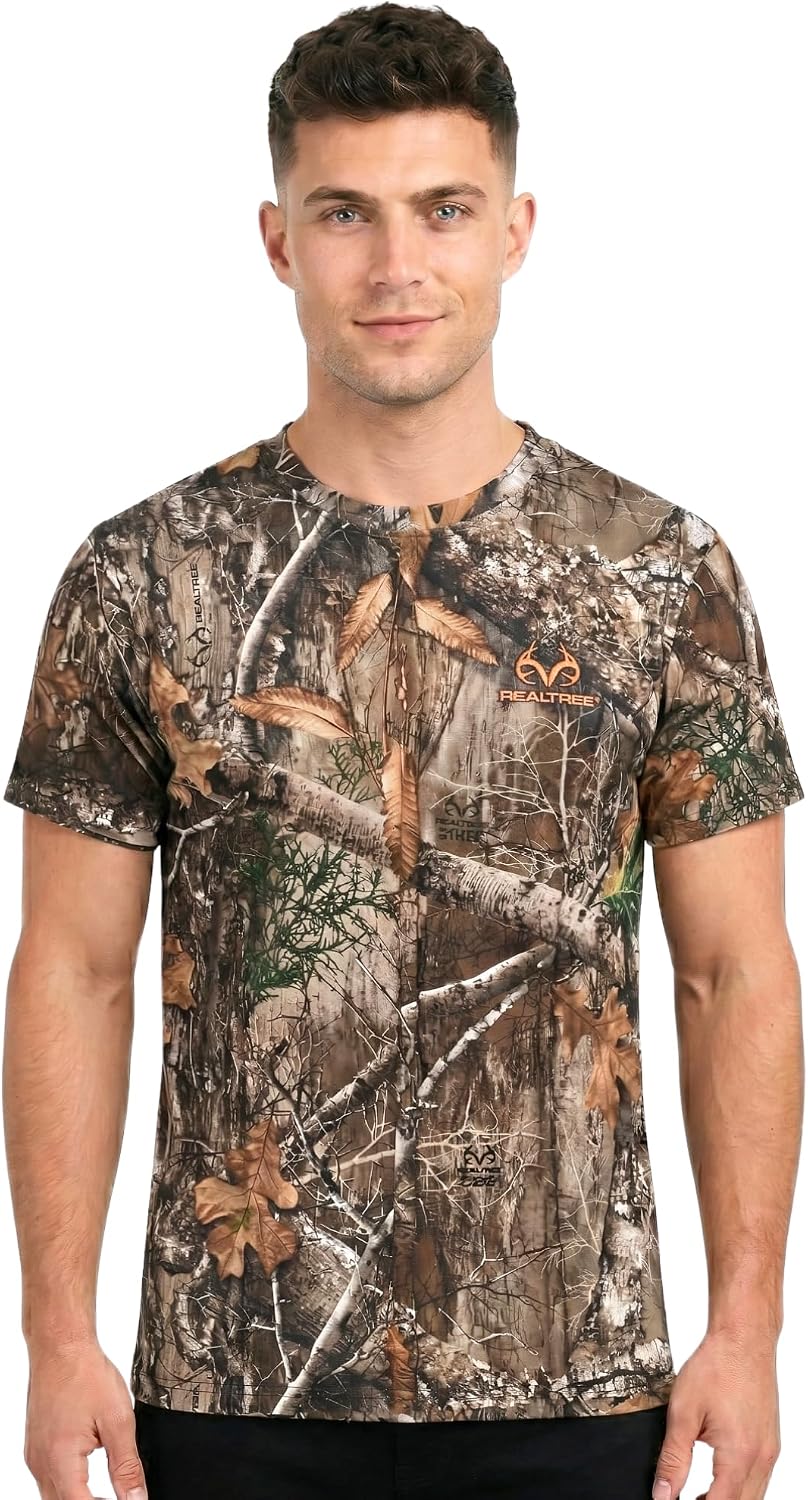 Bell Rangers Realtree Edge Camo Unisex Short Sleeve Crewneck Hunting Shirt Polyester Performance Embellished Tee - Realtree
