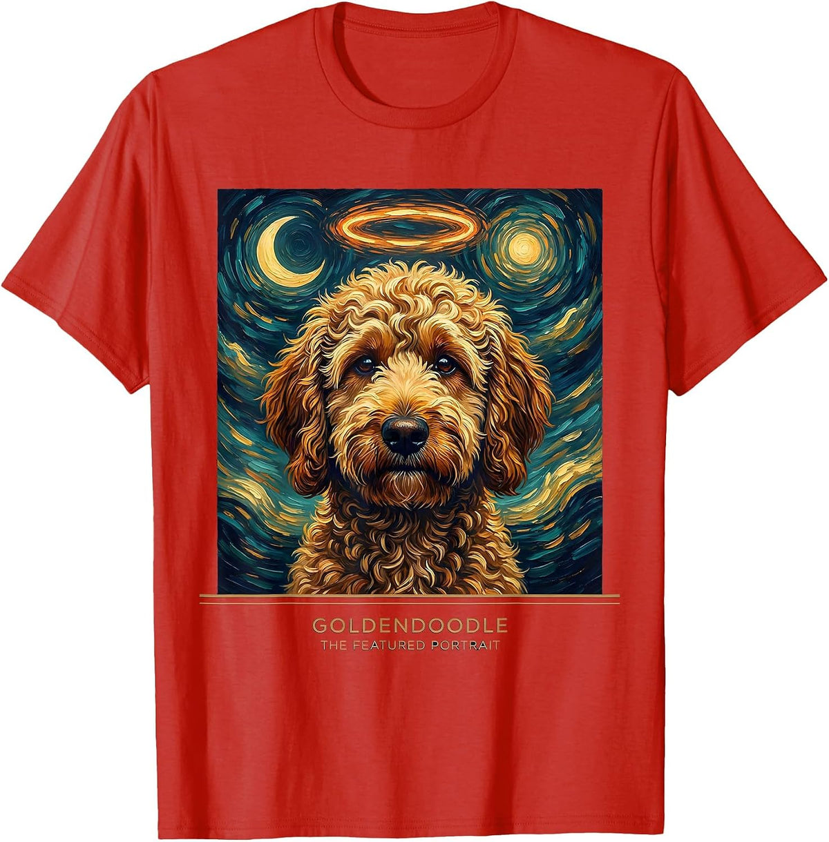 Men's Goldendoodle The Featured Portrait Whimsical Artistic Breed T-Shirt - Red
