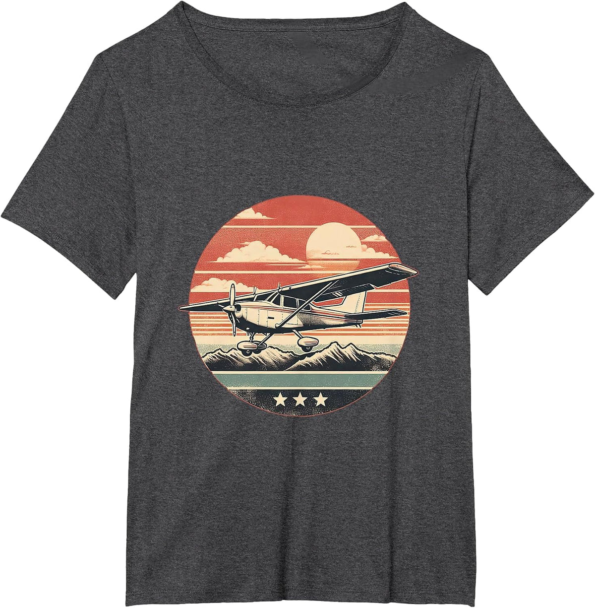 C-172 Skyhawk Vintage C172 Airplane Retro Sunset Pilot T-Shirt - Dark Heather Grey