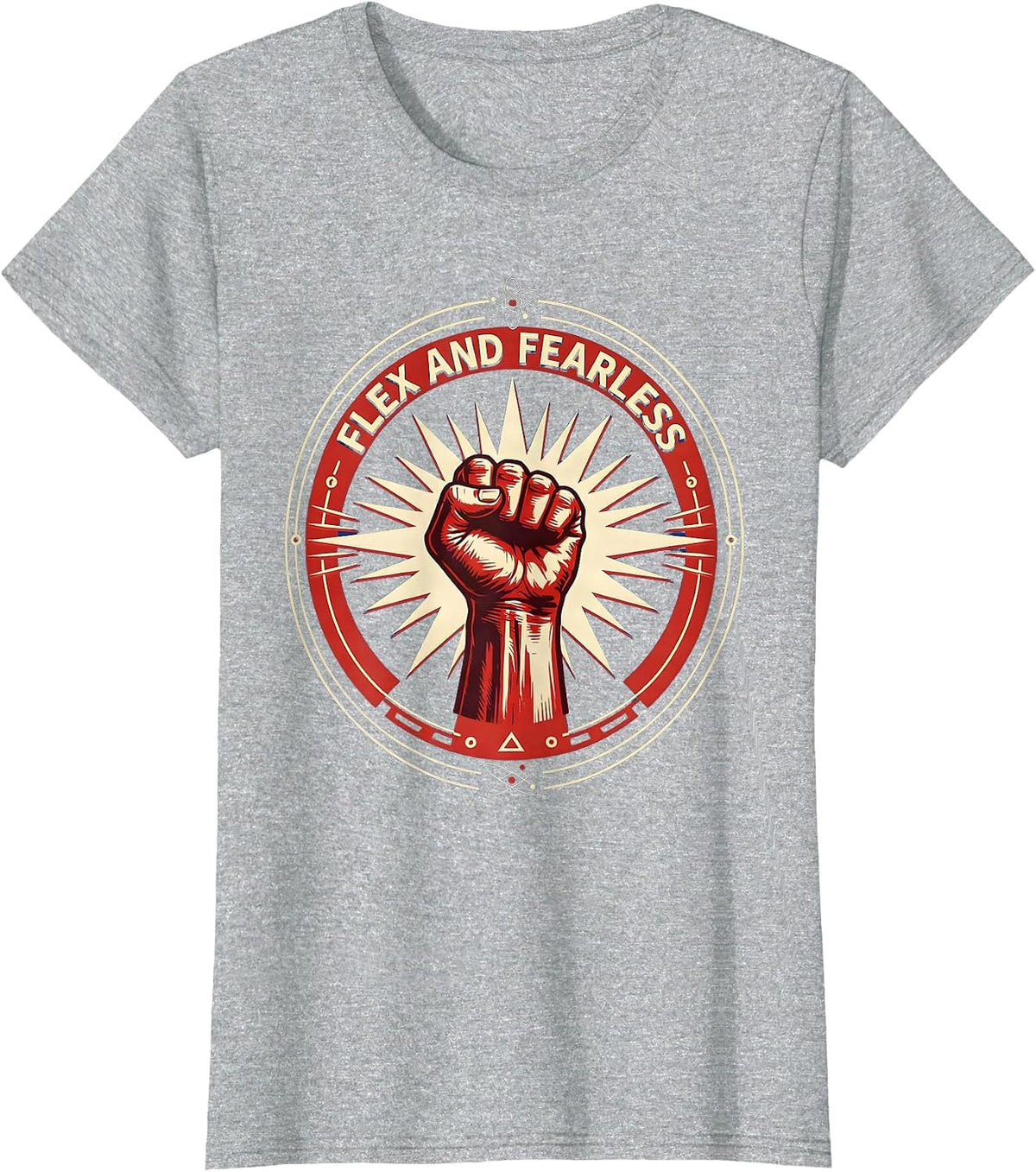 Flex and Fearless Rosie the Riveter Design T-Shirt - Heather Grey