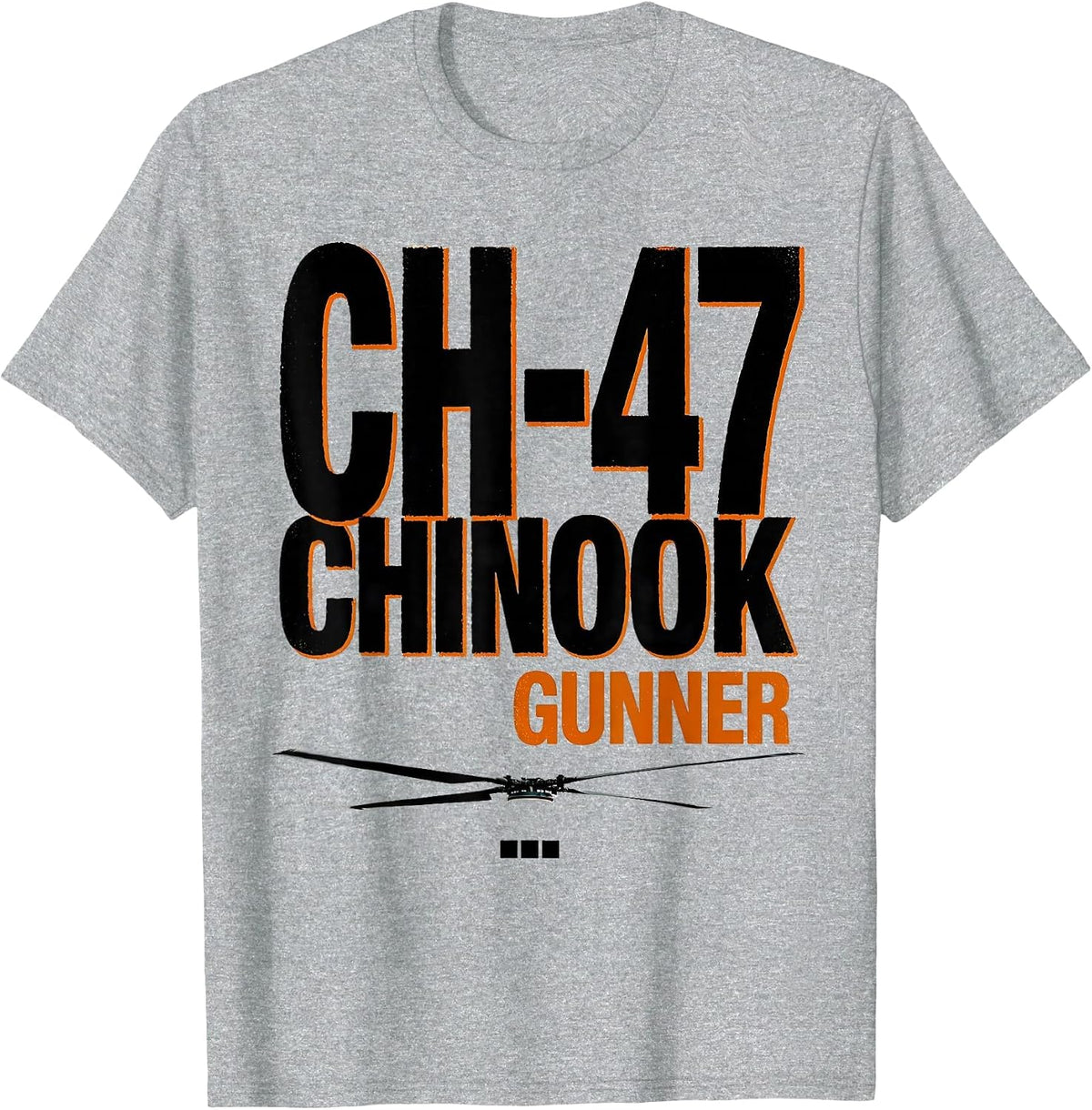 Men's CH-47 Chinook Gunner Military Helicopter Veteran Pilot Pride T-Shirt - Heather Grey