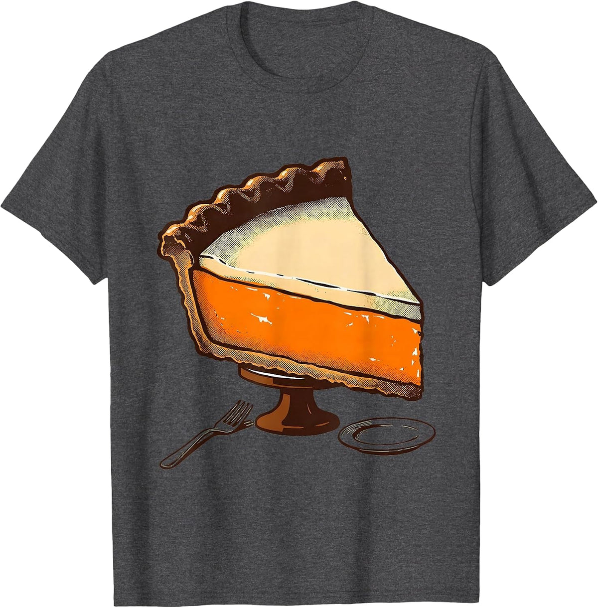 Pumpkin Pie Wedge Funny Thanksgiving Dessert Humor T-Shirt - Dark Heather Grey
