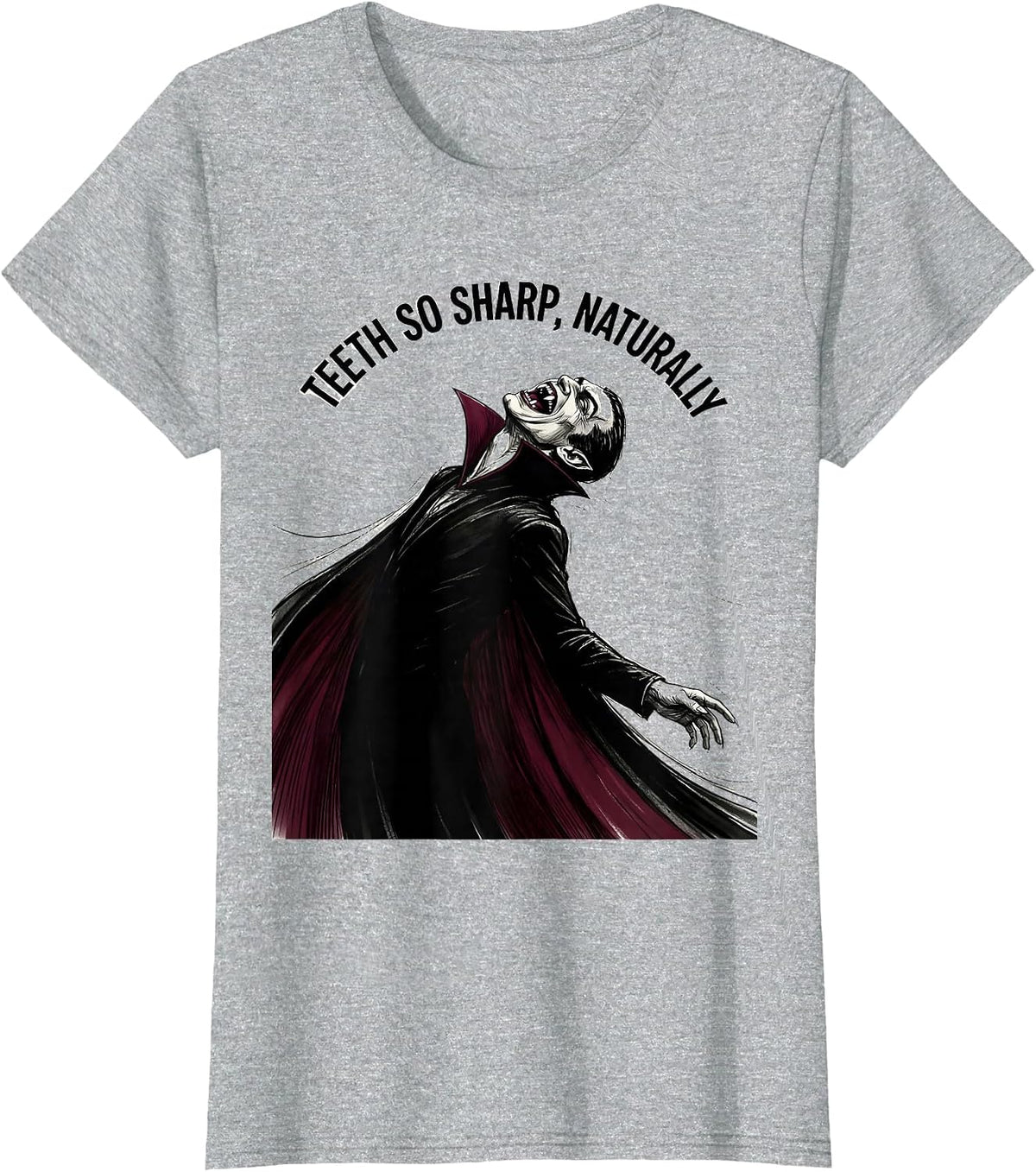 Women's Teeth So Sharp Naturally Dental Halloween Design T-Shirt - Heather Grey