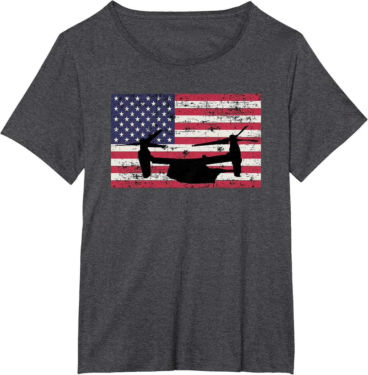 Patriotic CV-22 Osprey American Flag t-Shirt T-Shirt - Dark Heather Grey
