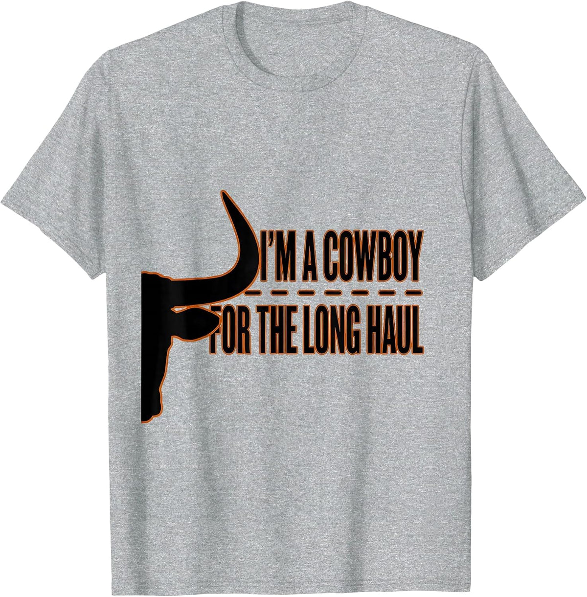 Men's I'm A Cowboy For The Long Haul Minimalist Western Pride T-Shirt - Heather Grey