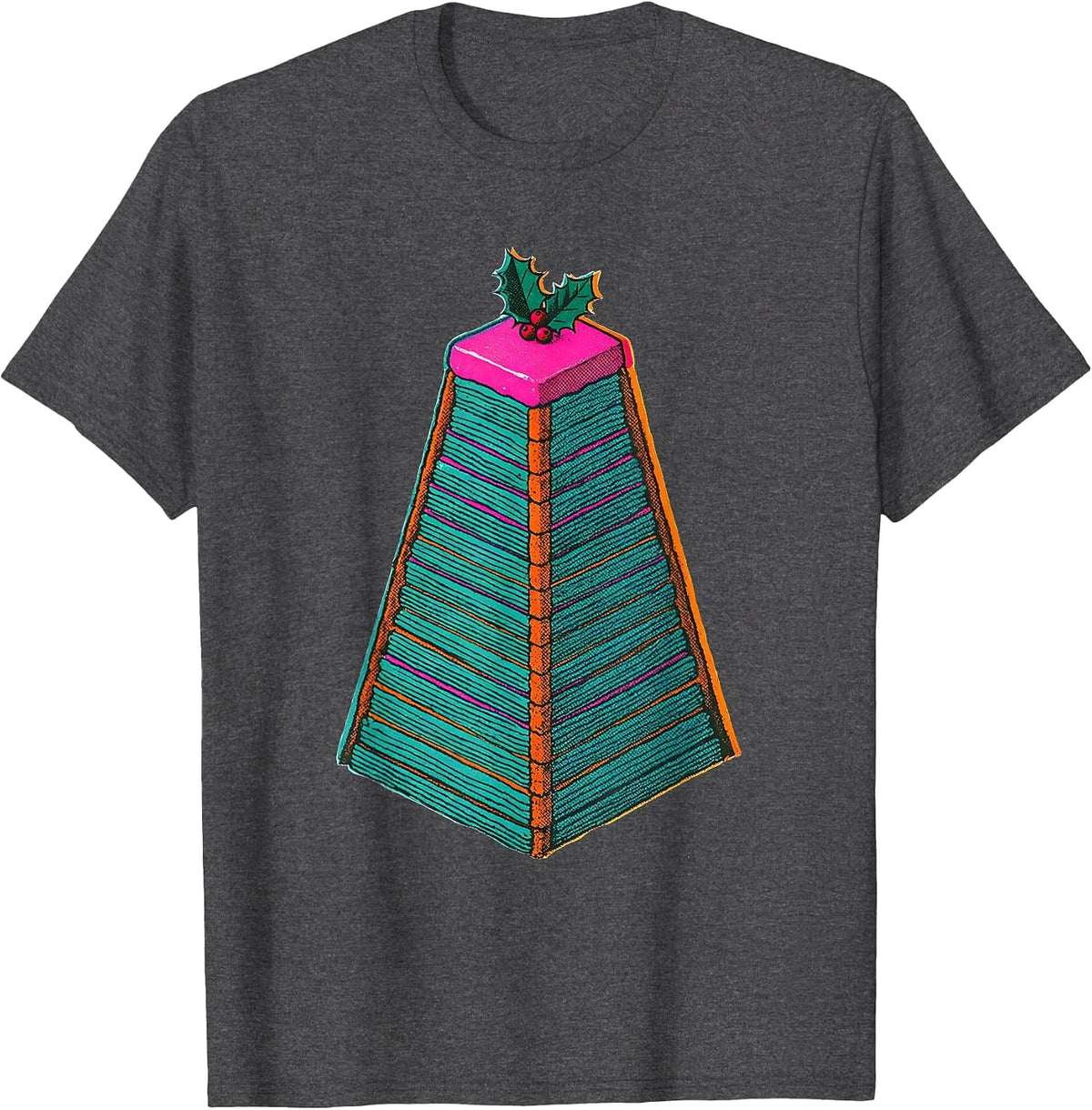 Men's DNA Helix Christmas Slice Science Teacher Humor T-Shirt - Dark Heather Grey