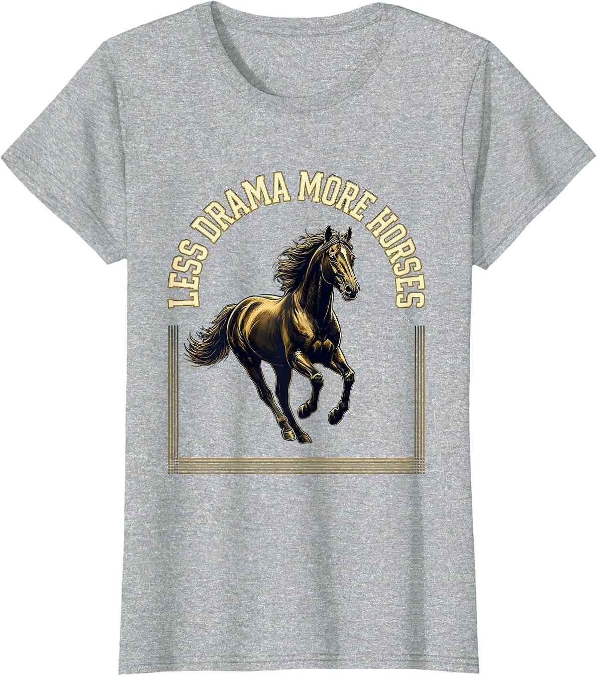 Less Drama More Horses Equestrian Design T-Shirt - Heather Grey