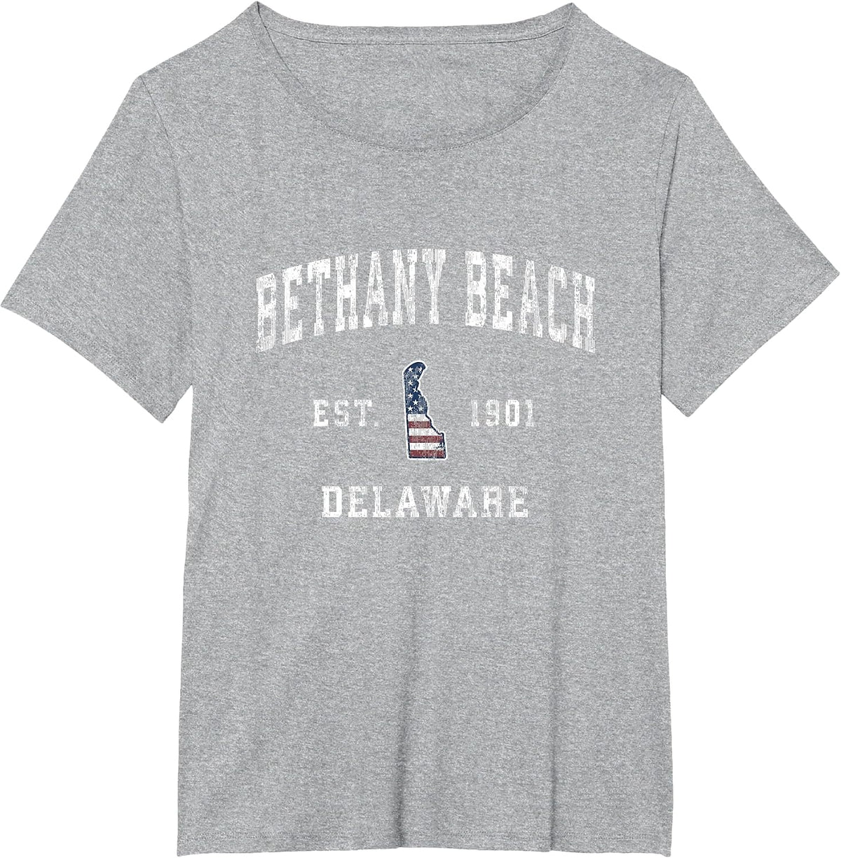 Bethany Beach Delaware DE Vintage American Flag Design T-Shirt - Heather Grey