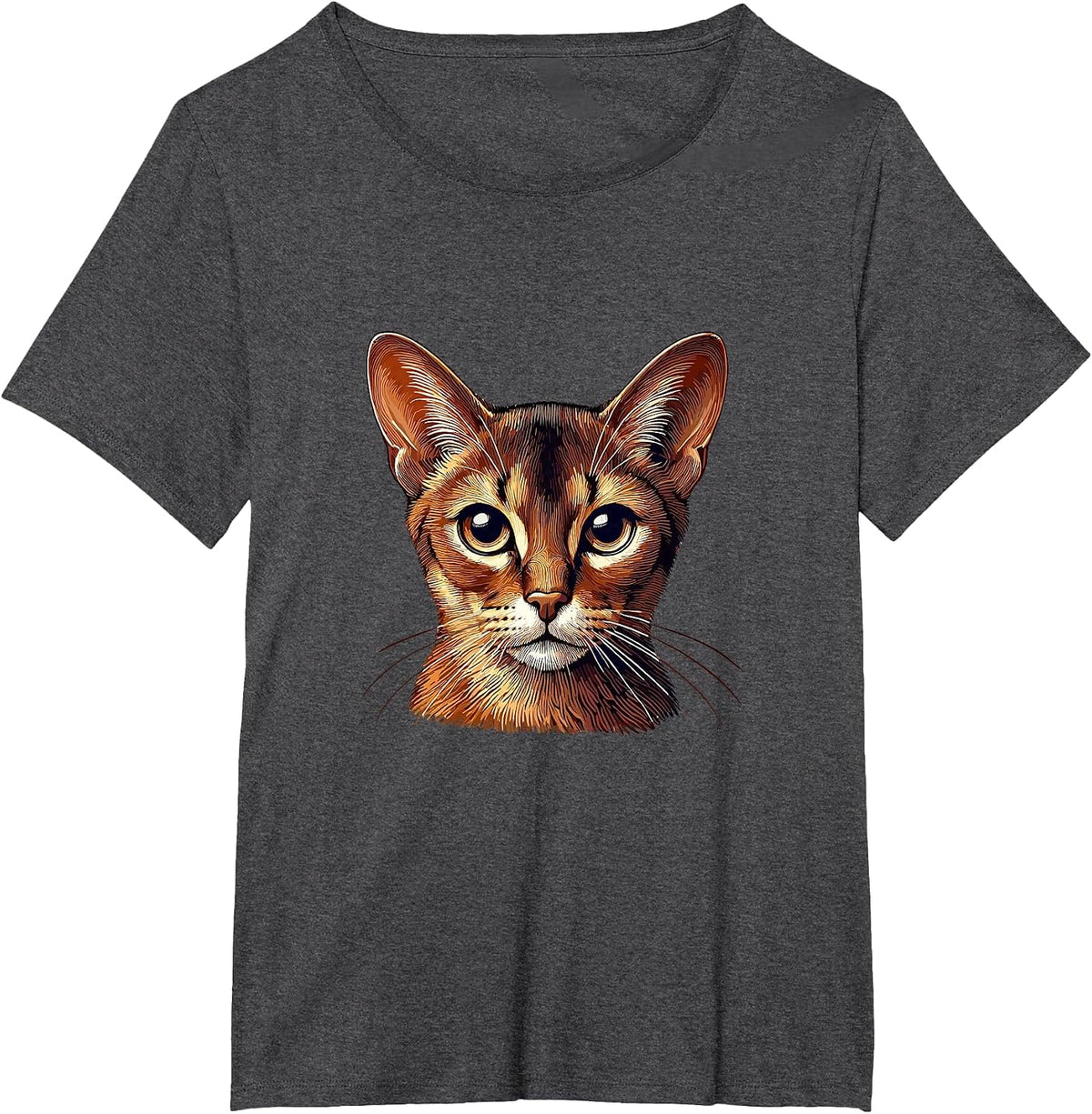 Cat Face - Abyssinian cat T-Shirt - Dark Heather Grey