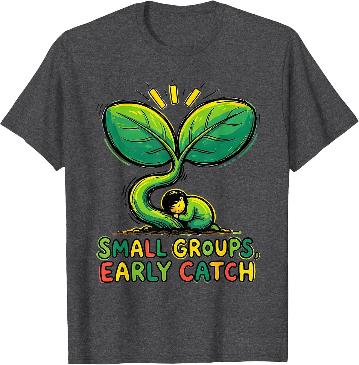 Men's Small Groups Early Catch Early Intervention Teacher Squad T-Shirt - Dark Heather Grey