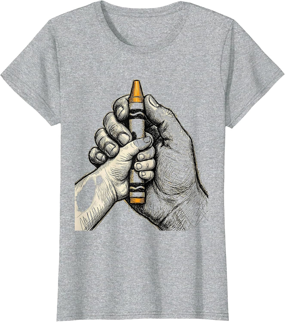 Special Education Teacher Crayon Hands Graphic T-Shirt - Heather Grey