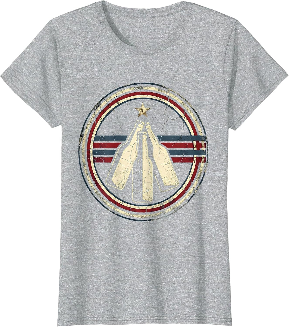 Labor Day Workers Clinking Beer Bottles Graphic T-Shirt - Heather Grey