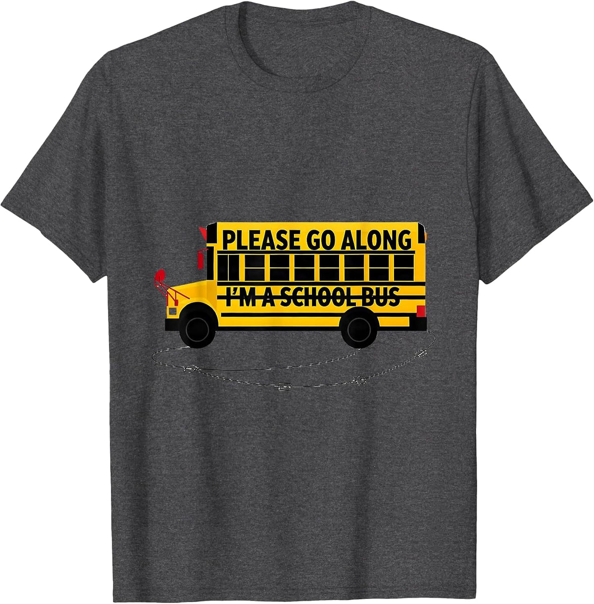 Please Go Along, I'm A School Bus Funny Halloween Costume T-Shirt - Dark Heather Grey