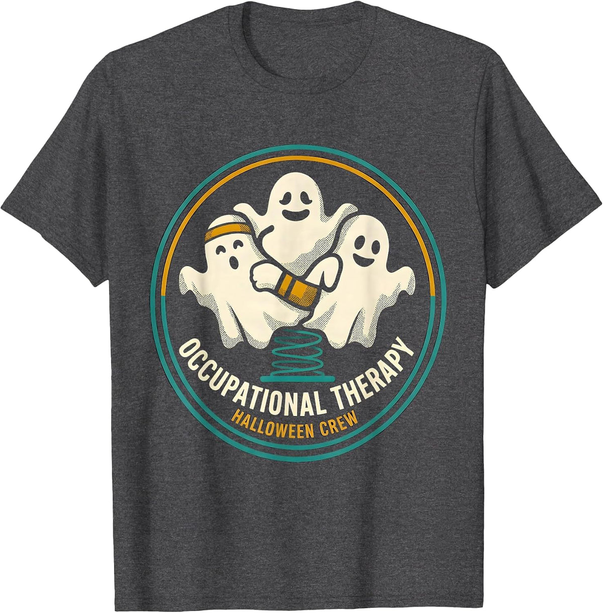 Men's Occupational Therapy Halloween Crew Midcentury Modern T-Shirt - Dark Heather Grey
