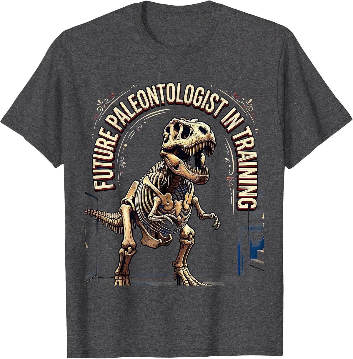 Men's Future Paleontologist In Training Dinosaur Design T-Shirt - Dark Heather Grey