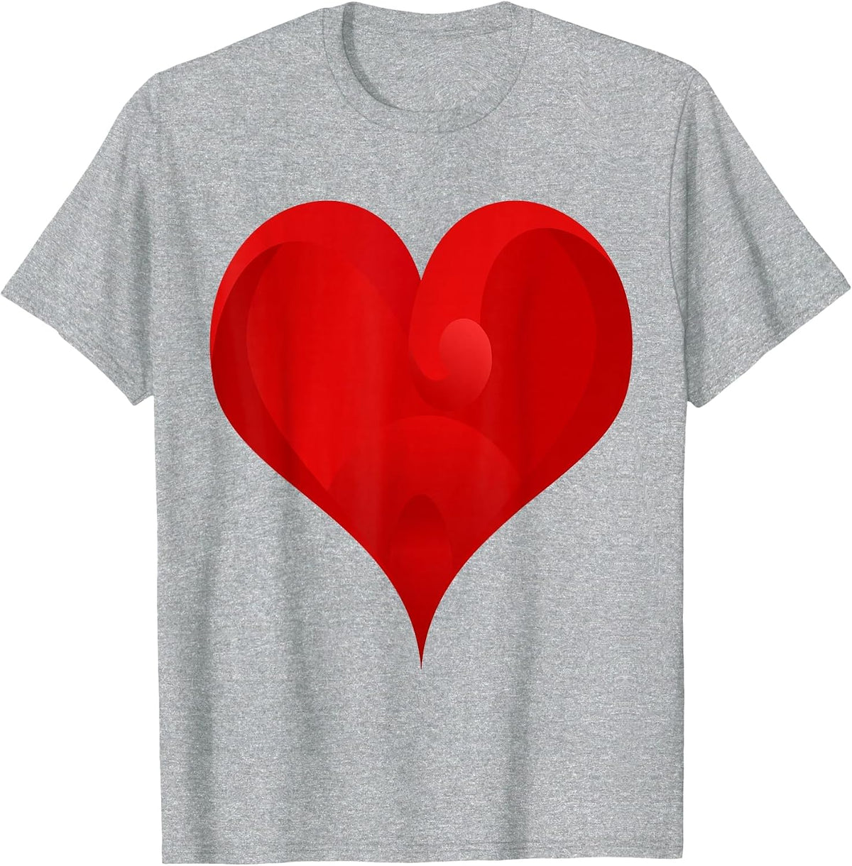 Big Red Heart T-Shirt - Heather Grey