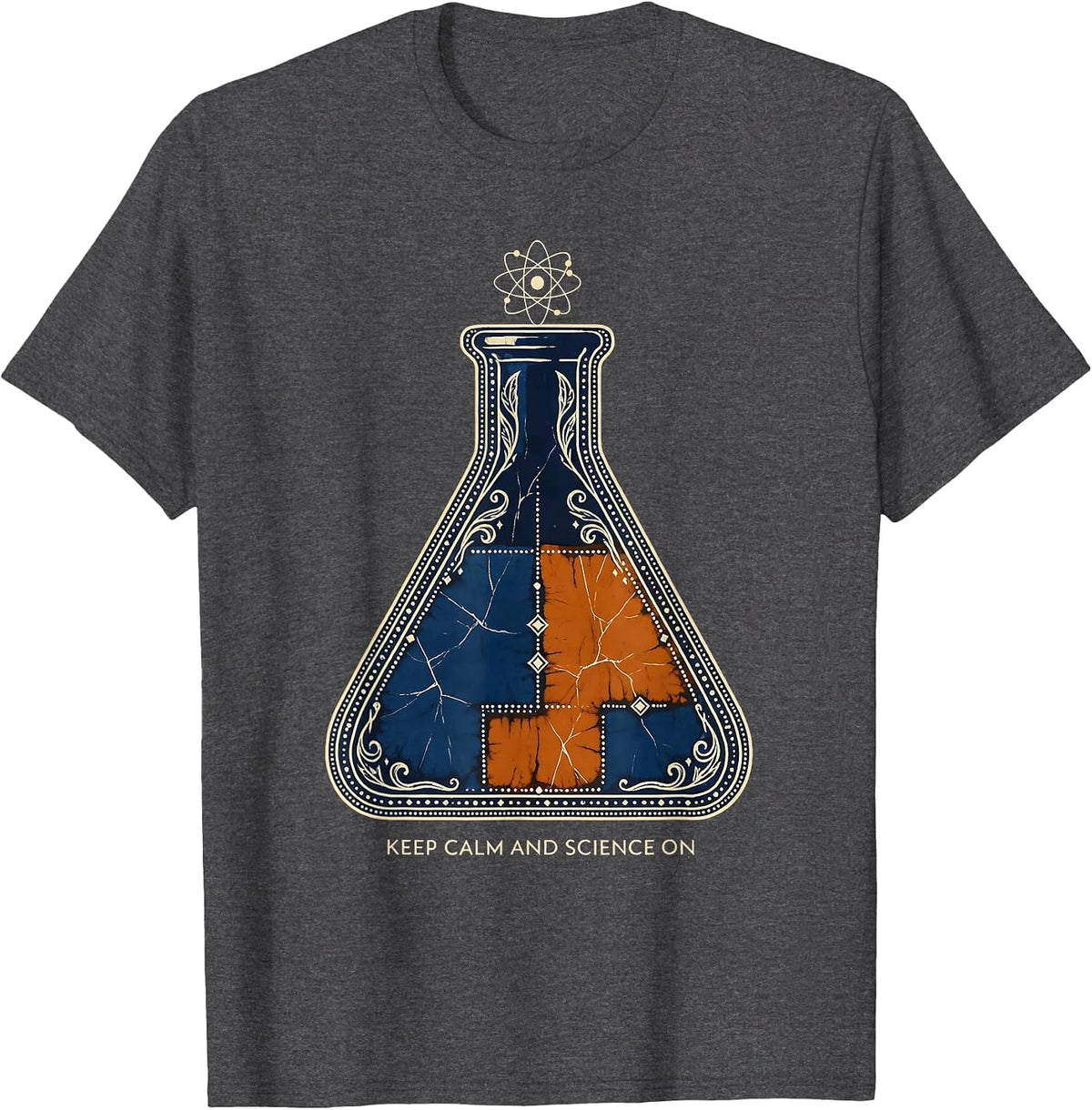 Keep Calm and Science On Science Teacher Design T-Shirt - Dark Heather Grey