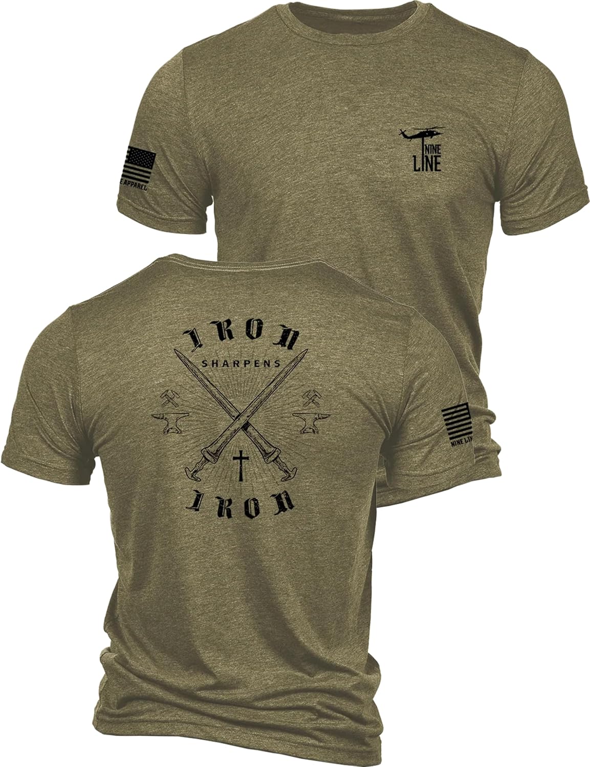 Nine Line Iron Sharpens Iron T-Shirt for Men, Christian Graphic Shirt - As Pictured