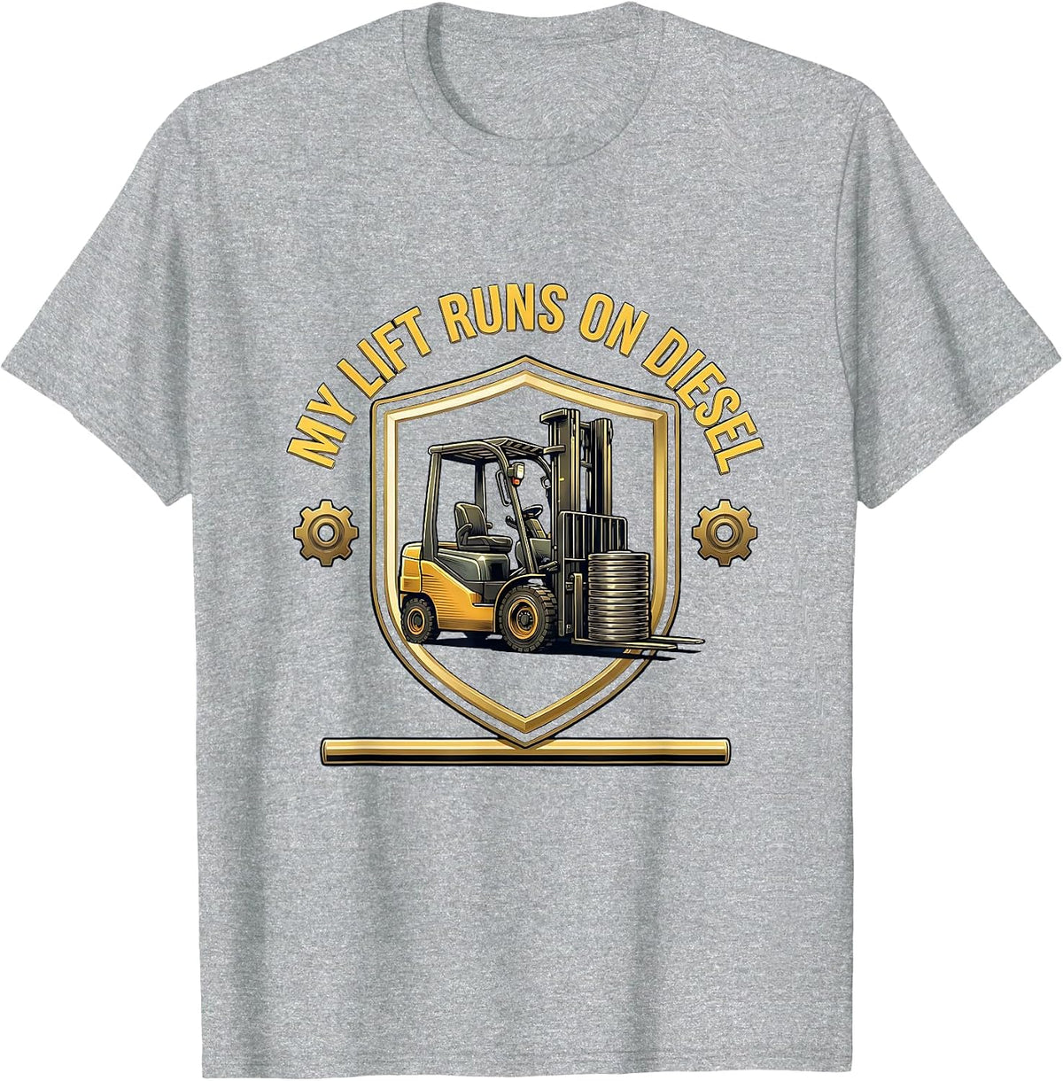 Men's My Lift Runs On Diesel Funny Forklift Certified Operator T-Shirt - Heather Grey
